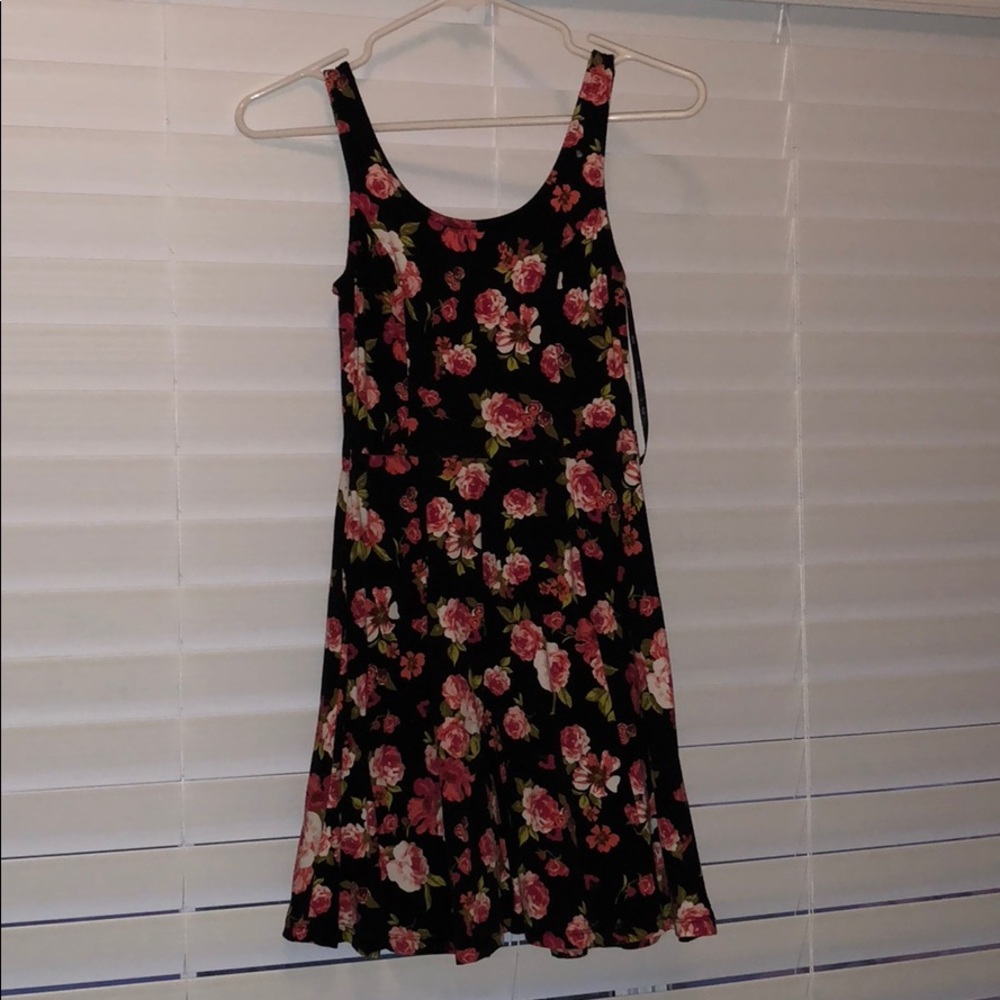 flowered black dress